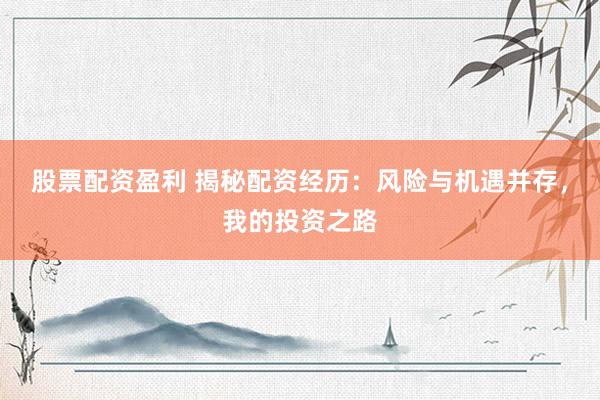 股票配资盈利 揭秘配资经历：风险与机遇并存，我的投资之路