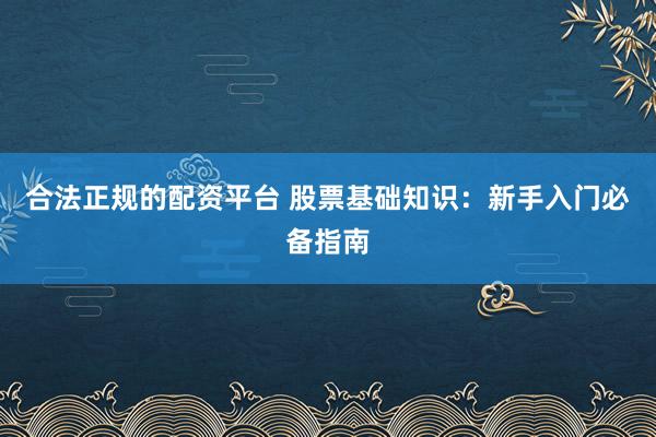 合法正规的配资平台 股票基础知识：新手入门必备指南