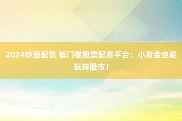 2024炒股配资 低门槛股票配资平台：小资金也能玩转股市！