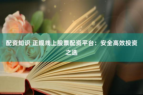 配资知识 正规线上股票配资平台：安全高效投资之选