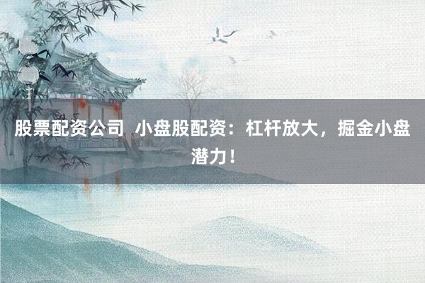 股票配资公司  小盘股配资：杠杆放大，掘金小盘潜力！