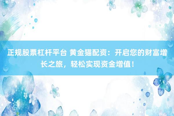 正规股票杠杆平台 黄金猫配资：开启您的财富增长之旅，轻松实现资金增值！