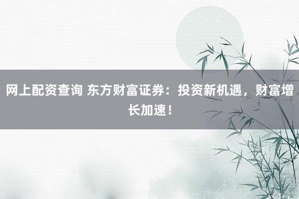 网上配资查询 东方财富证券:投资新机遇,财富增长加速!