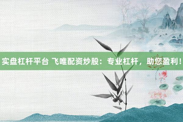 实盘杠杆平台 飞唯配资炒股：专业杠杆，助您盈利！