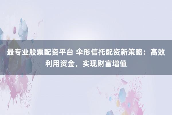 最专业股票配资平台 伞形信托配资新策略：高效利用资金，实现财富增值