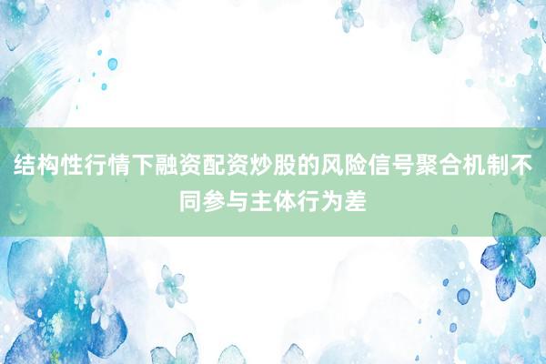 结构性行情下融资配资炒股的风险信号聚合机制不同参与主体行为差