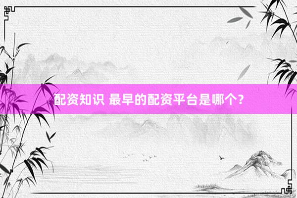 配资知识 最早的配资平台是哪个？